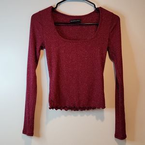 Abercrombie & Fitch Cropped Top Long Sleeve Shirt Women's Size Small Purple EUC